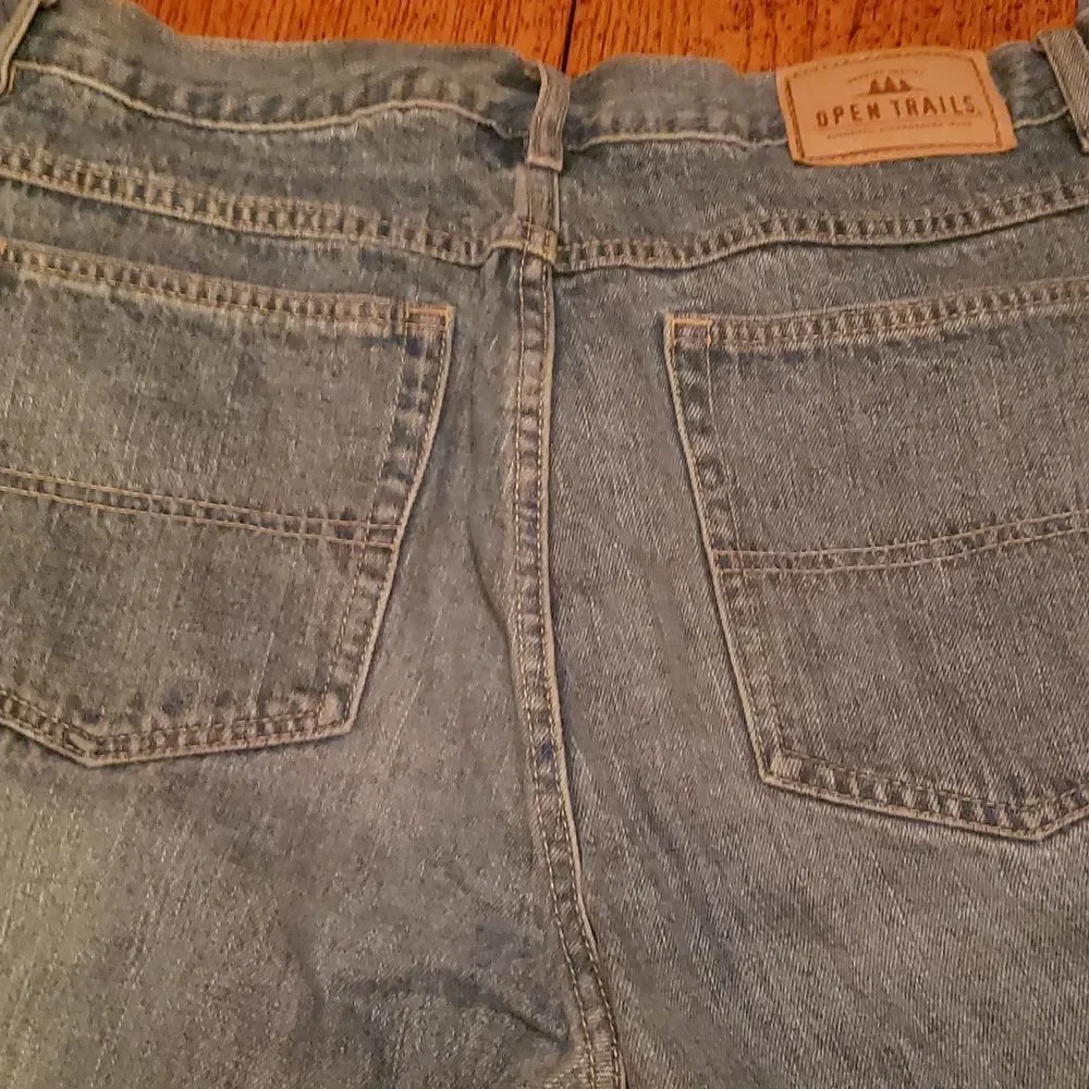 Open Trails Mens Blue Denim‎ Jeans 34 x 32 Straight Leg Classic 5-Pocket Dadcore
